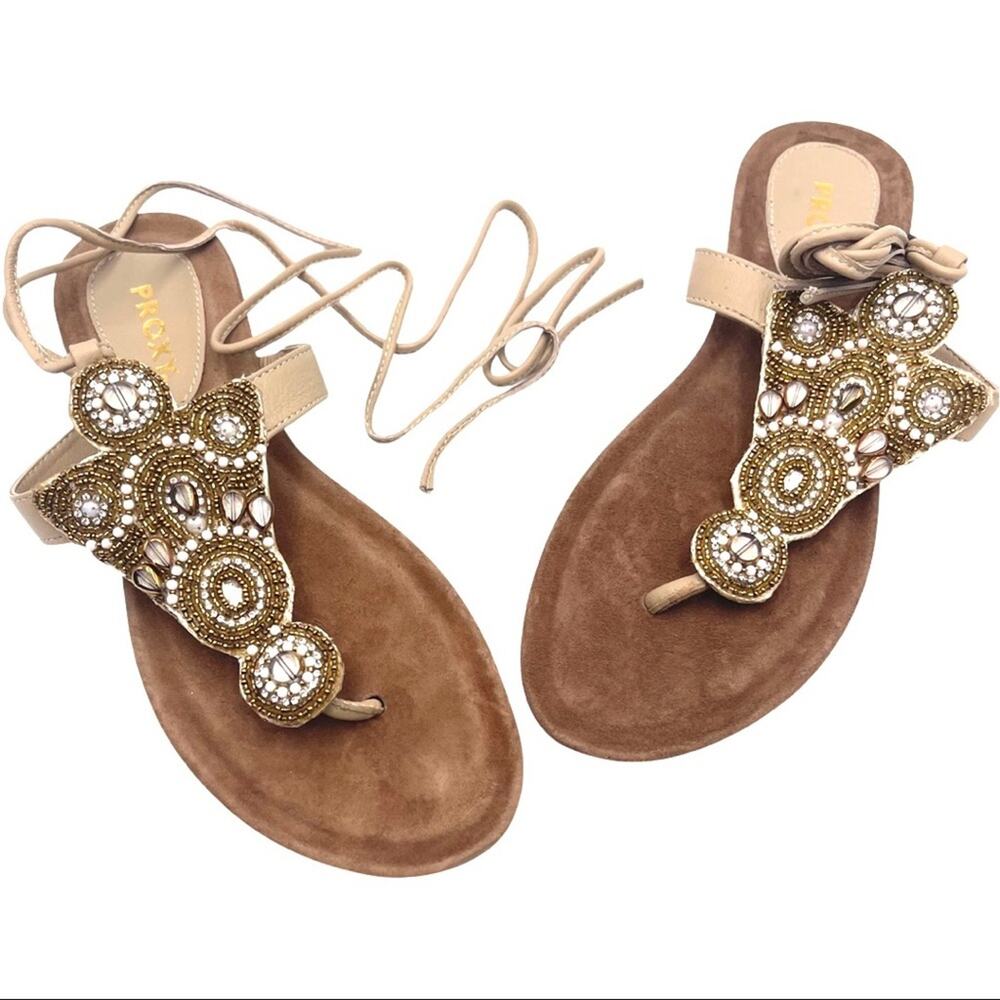 NEW - Proxy Womens Lamarra Leather Open Toe Casual Strappy Sandals size 10 ---